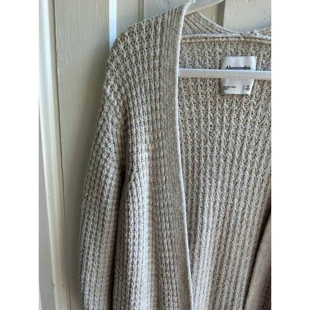 Abercrombie & Fitch Long Open-Front Waffle Knit Cardigan Sweater - Picture 5 of 8